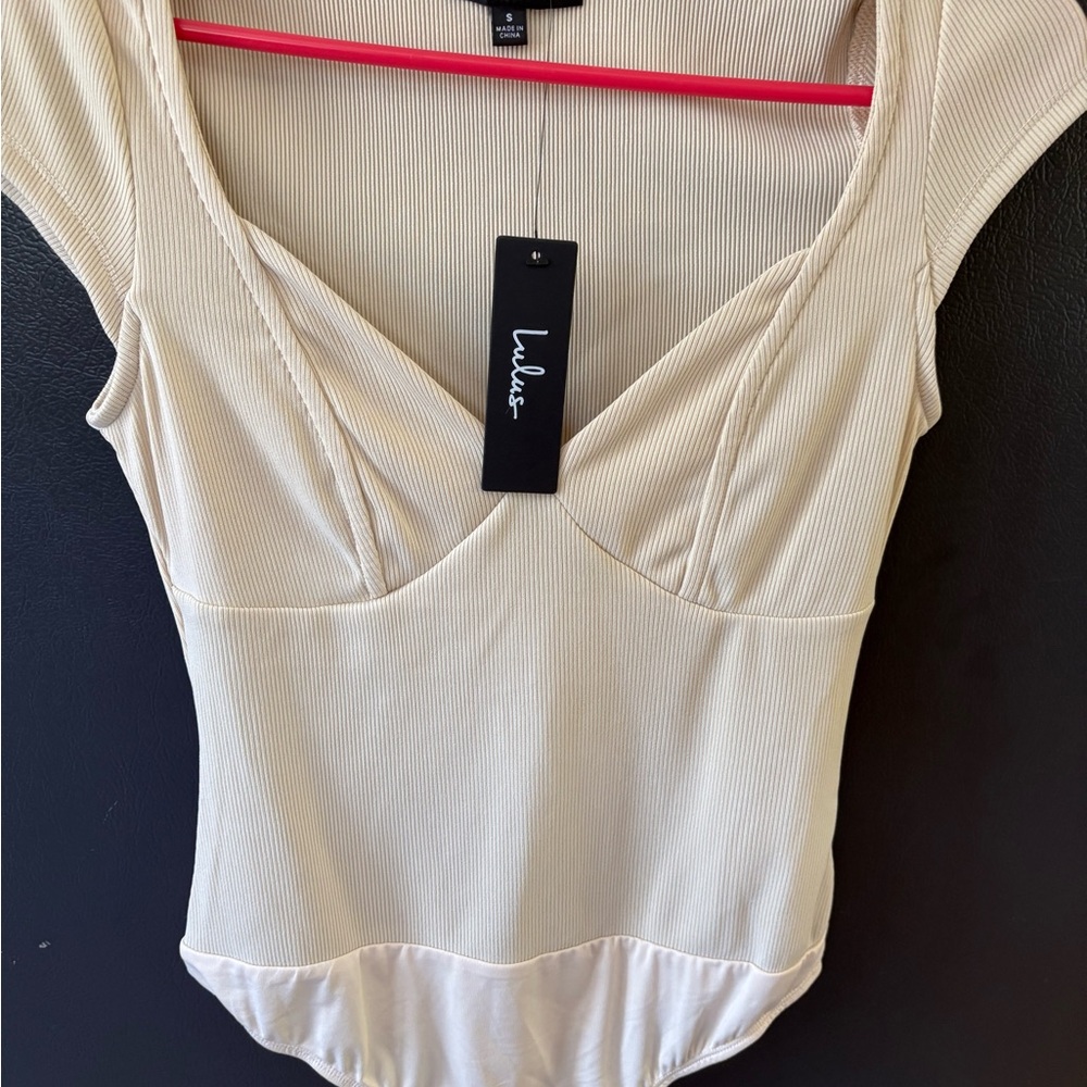 Cream Ribbed Bodysuit